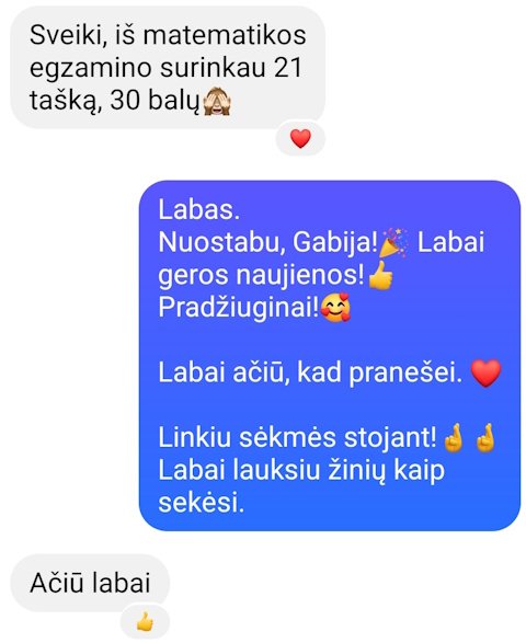 Gabijos pranešimas apie VBE rezultatą
